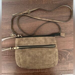 Elegant Brown Suede Crossbody Bag